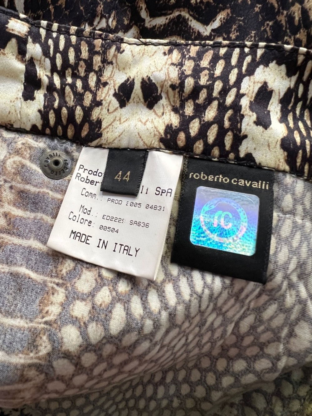 Vintage ROBERTO CAVALLI F/W 2005 Silk Python Snake Print Blouse + Pants SET - Picture 16 of 16